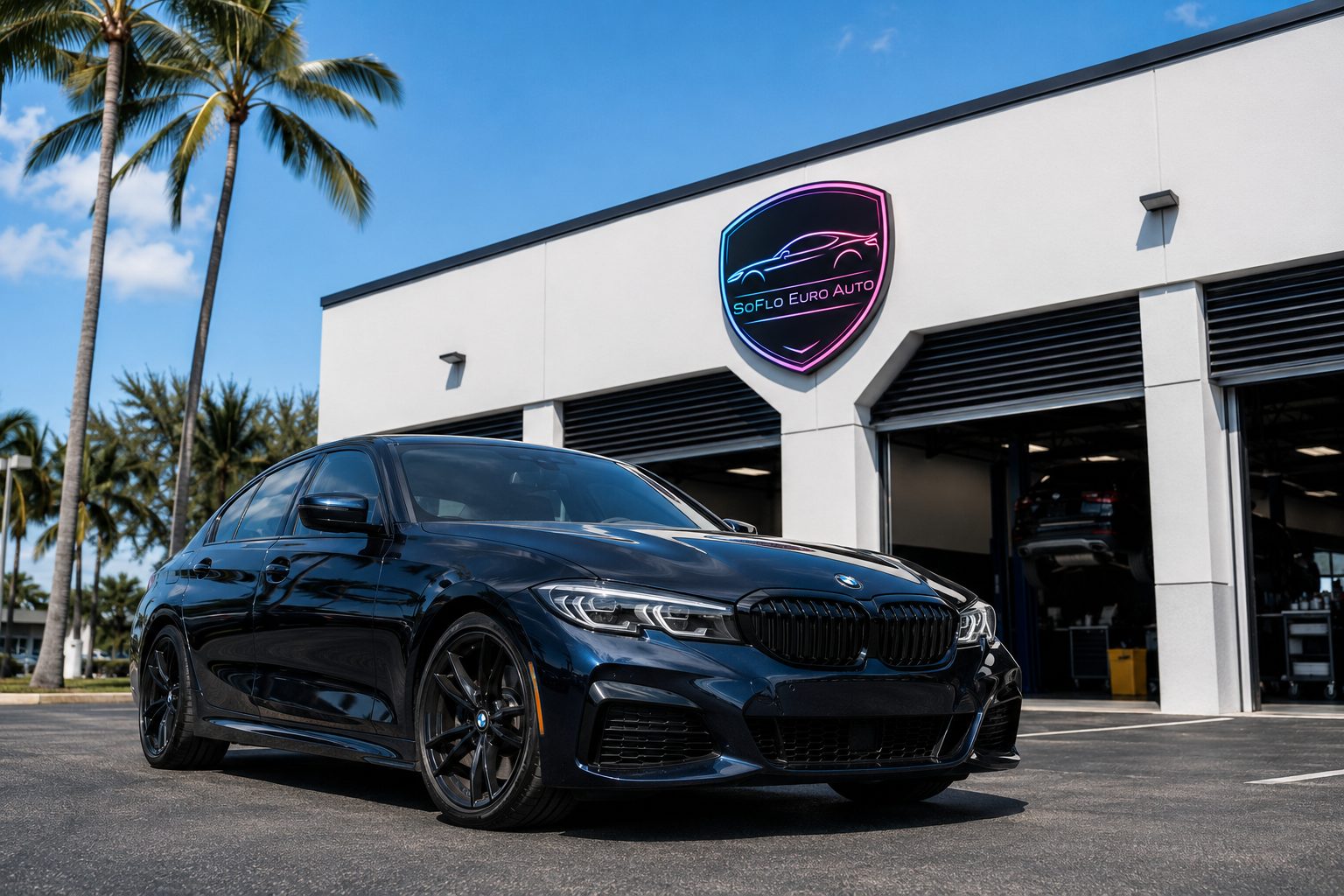 SoFlo Euro Auto shop with luxury European car